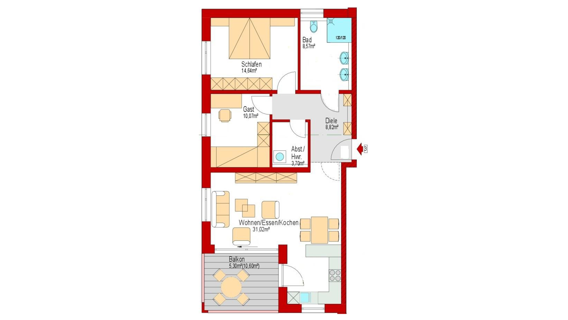 Morsbach: Exklusive Wohnungen (68 m² und 82 m²) neu und barrierefrei , Wohnung EG, 82 m² = 348.500 €